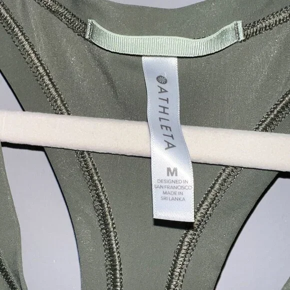 Athleta Olive Green Racerback Tank Top Size M - Picture 2 of 5